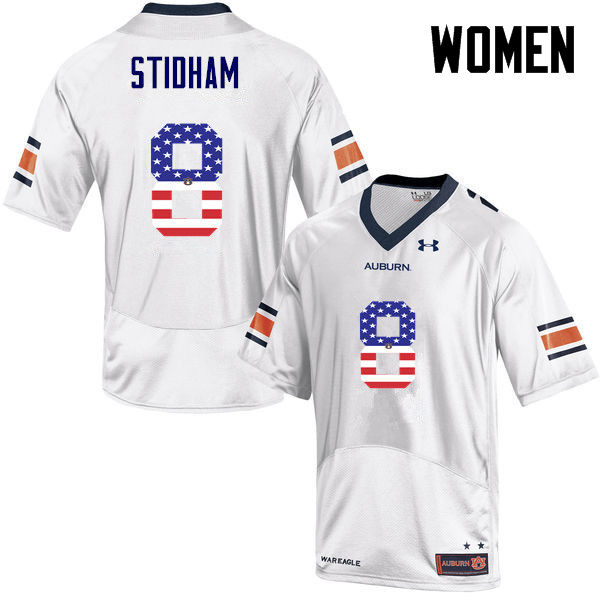 Auburn Tigers Women's Jarrett Stidham #8 White Under Armour Stitched College USA Flag Fashion NCAA Authentic Football Jersey SLC3574UA